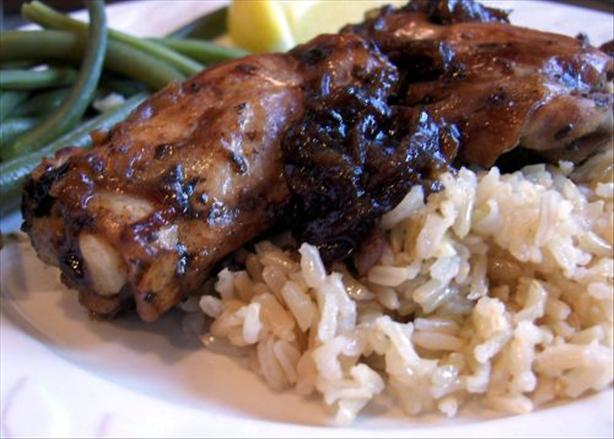 Balsamic Chicken Thighs with Red Onions. Photo by Derf
