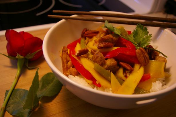 Stir-Fried Chicken With Mango and Peppers. Photo by Lazarus