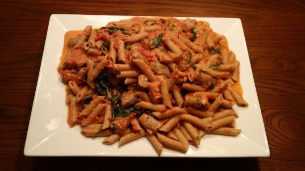 Creamy Pink Vodka Sauce with Penne. Photo by sjlib