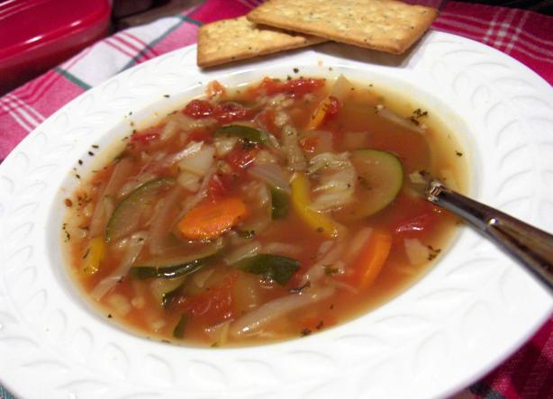 Slow-Cooked Harvest Vegetable and Rice Soup. Photo by Derf