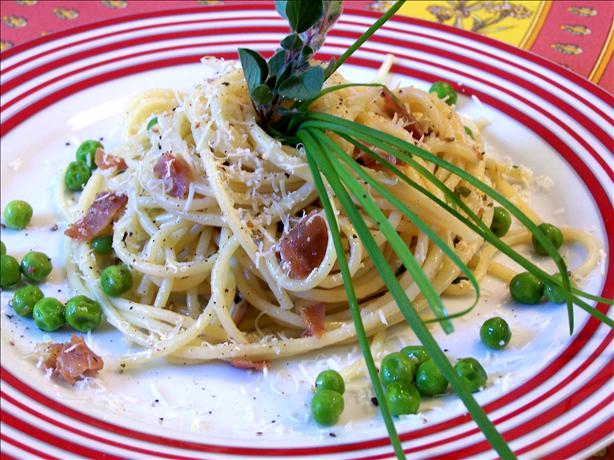 Angel Hair Pasta with Prosciutto and Peas. Photo by Rita~