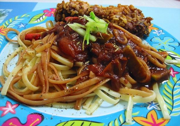 Red Wine & Rosemary Sauce over Linguine. Photo by WaterMelon
