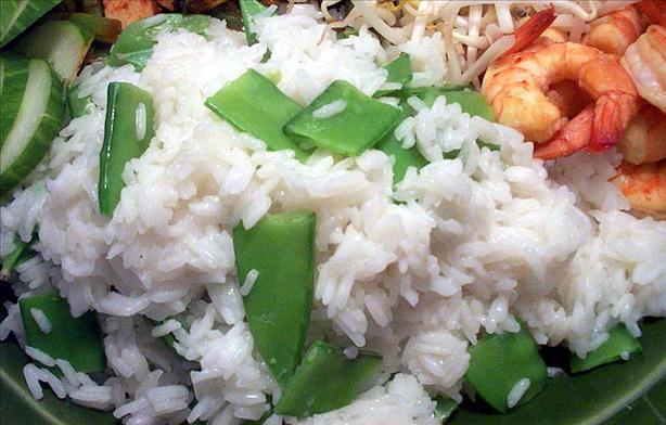 Steamed Ginger Rice with Snow Peas. Photo by dicentra