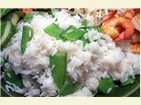 Steamed Ginger Rice with Snow Peas