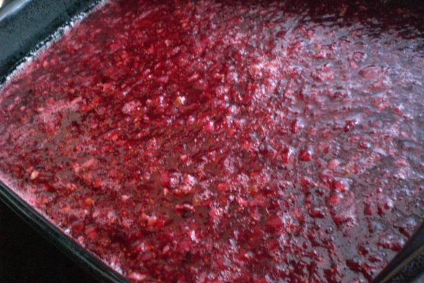 Cranberry Salad in Raspberry Jello with Cream Cheese Topping. Photo by Rollin in the Dough!