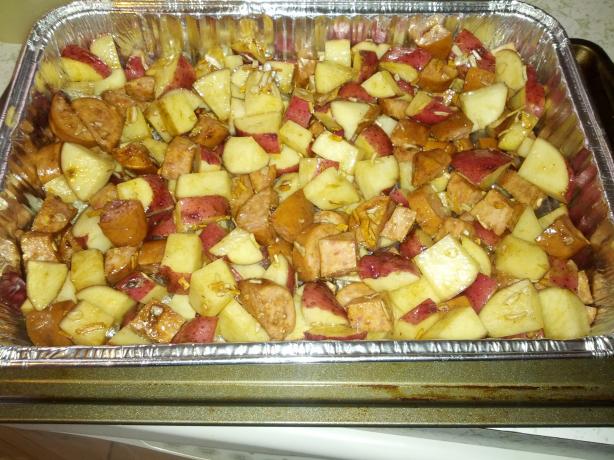 Roasted Kielbasa & Potatoes. Photo by Rainiedazze