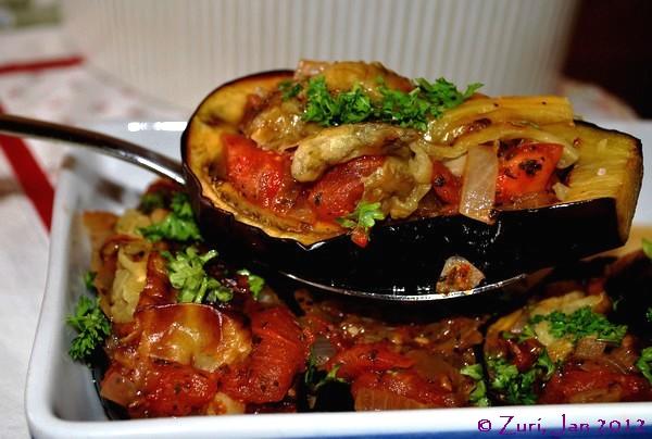 Imam Baildi Aka Stuffed Eggplant (Aubergine). Photo by Zurie