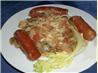 Skillet Franks 'n Noodles. Recipe by Domestic Goddess