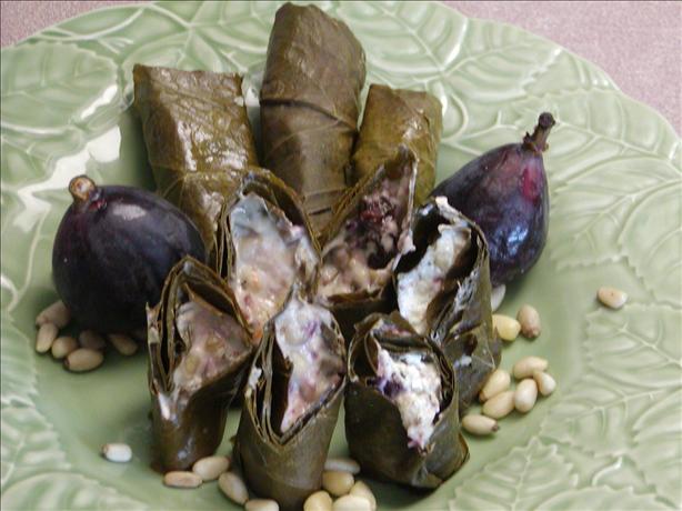 Grape Leaves Stuffed With Goat Cheese & Figs. Photo by Rita~