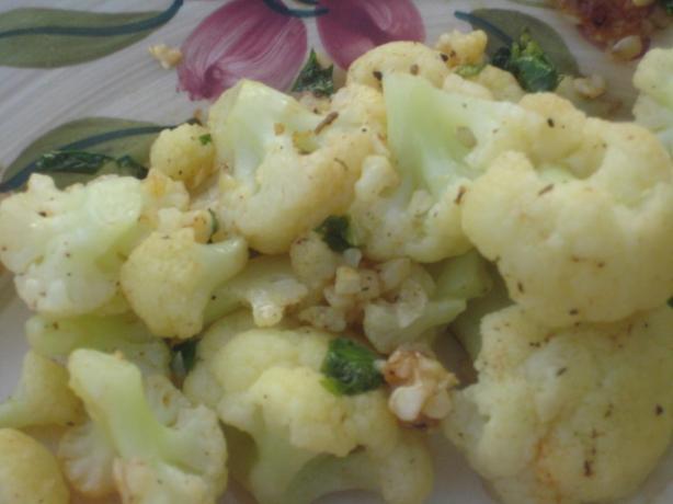 Prudhomme's Cajun Cauliflower in Garlic Sauce. Photo by RedVinoGirl