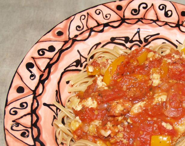 Tofu Cacciatore. Photo by TattooedMamaof2