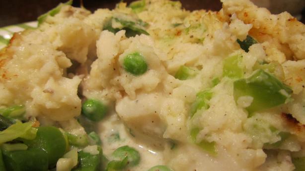 Sea Scallop and Cod Pie Topped With Mashed Potatoes. Photo by Rita~