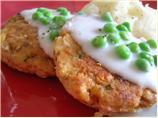Trixie's Salmon Patties With Creamed Peas