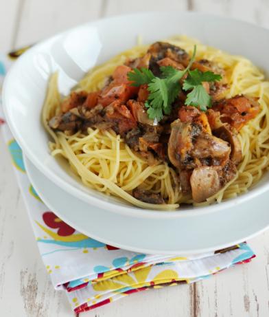 10 Minute Mushroom Spaghetti Sauce. Photo by Dine & Dish