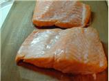 Salmon Baked on Cedar with Lobster Sauce