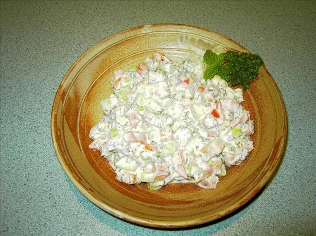 Yogurt, Cucumber and Mint Green Salad. Photo by JustJanS