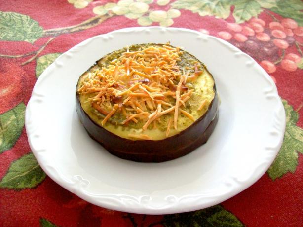Cheesy Eggplant (Aubergine) Pesto Stacks. Photo by manrat