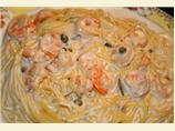 Sauteed Shrimp With Lemon Caper Cream Sauce on Angel Hair Pasta