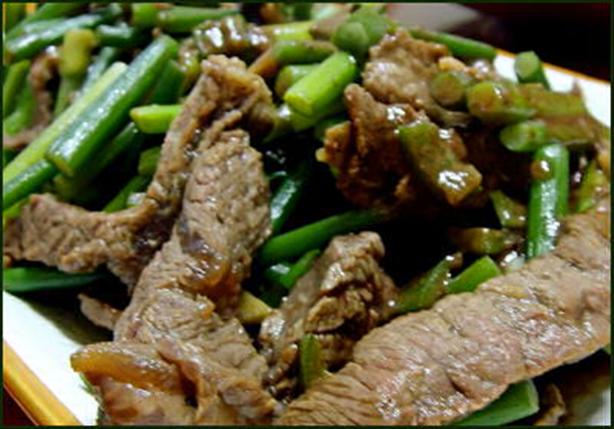 Beef & Garlic Scapes Stir Fry. Photo by Kitty Z