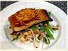 Soy Glazed Salmon With Crunchy Hot and Sour Salad. Recipe by Sackville