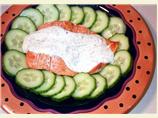 Grilled Salmon With Chive and Dill Sauce and Cucumbers