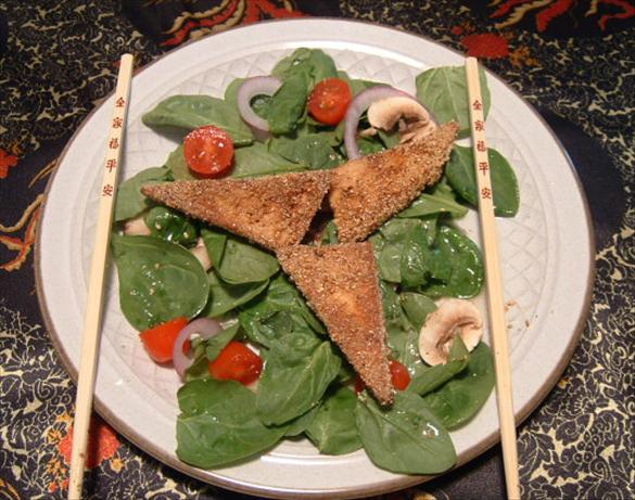 Fried Tofu and Spinach Salad. Photo by Cynna