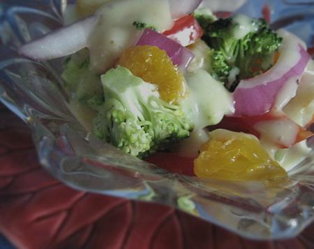 Broccoli With Sweet Onion Vinaigrette. Photo by Caroline Cooks