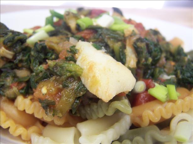 Spicy Cod With Tomatoes and Spinach. Photo by PaulaG