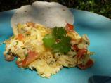 Scrambled Eggs With Tomato, Cheddar and Cilantro