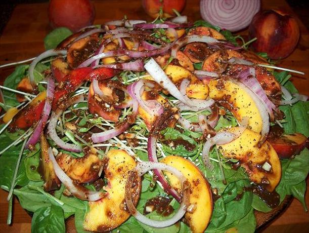 Just Peachy Spinach Salad. Photo by Nat Da Brat