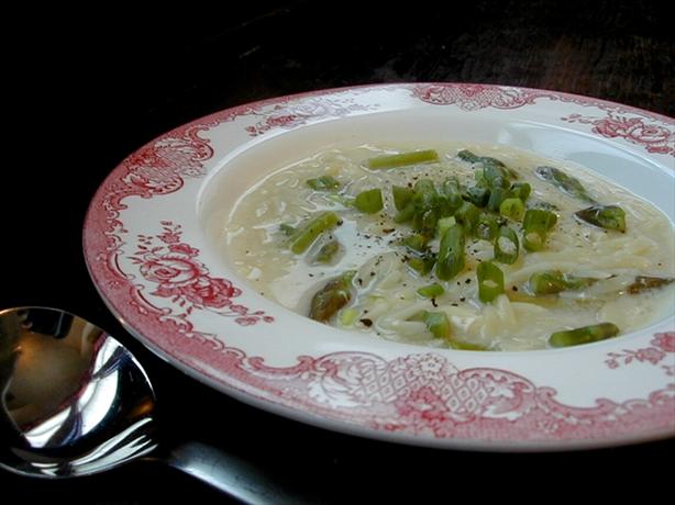 New England Soup Factory's Asparagus, Lemon, and Orzo Soup. Photo by ms_bold