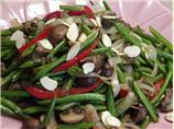 French Baby Beans, Baby Brown Pearl Mushrooms Topped With Almond