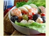 Shrimp/prawns and Olives Salad.