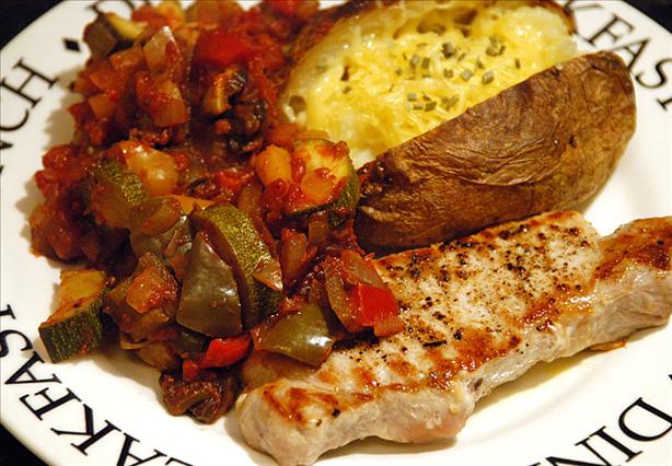 Low Fat Pork With Ratatouille Sauce. Photo by -Sylvie-