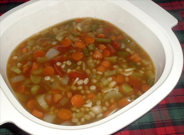 Vegetarian Barley-Vegetable Soup. Photo by Bergy