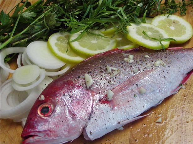Red Snapper Grilled on Lemon, Herbs and Onions. Photo by Rita~