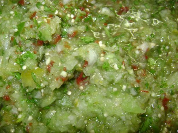 Smoky, Spicy Tomatillo Salsa Verde Aka Green Hell!. Photo by Ms. Poppy