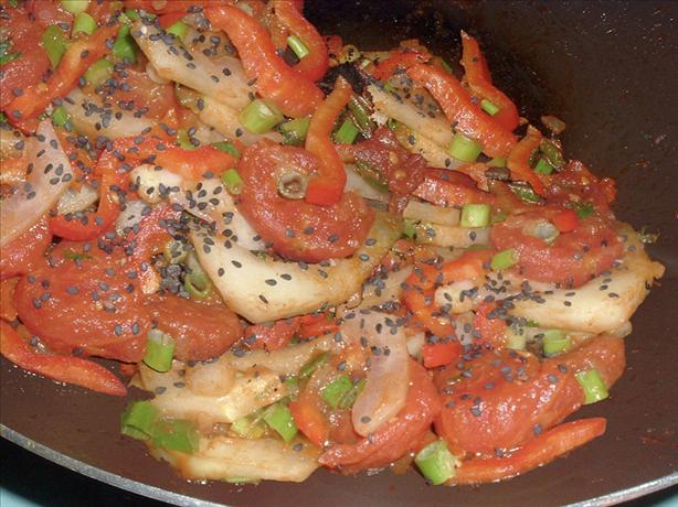Stir-fried Cukes and Peppers. Photo by Bergy