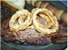 Grilled Rib-eyes and Fried Onion Rings. Recipe by ellie_