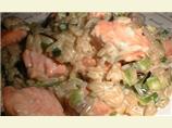 Mildly Curried Salmon and Rice (all-in-one)