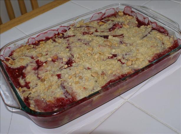 Mango, Nectarine and Raspberry Crumble. Photo by lynmoz