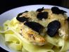 Truffles on Chicken Breast on Bed of Angel Hair Pasta. Recipe by Rita~