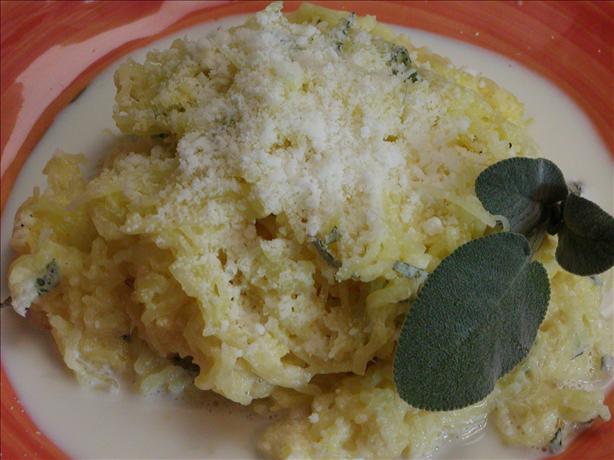 Low Carb Baked Spaghetti Squash With Garlic Sage Cream. Photo by Rita~