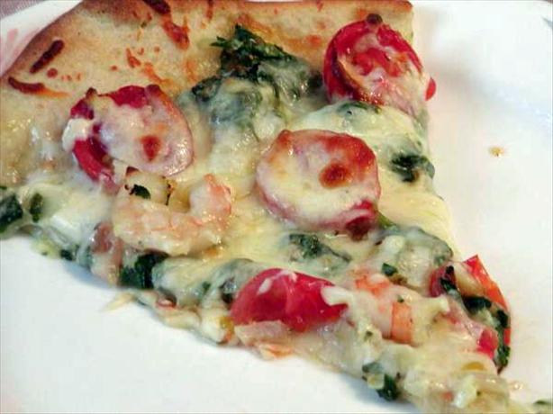 Simply Delicious Shrimp and Spinach Pizza. Photo by Rita~