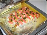 Citrus and Smoked Salmon Striped Roast Halibut
